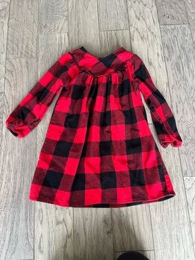 Red and Black Buffalo Plaid Long Sleeve Dress 5t
